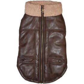 Fashion Pet Brown Bomber Dog Jacket (Option: Small)